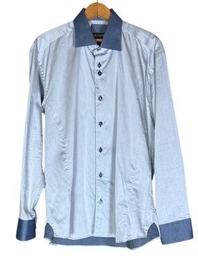 Via Uomo soft cotton sateen dress shirt with contrast collar and cuffs Size XL